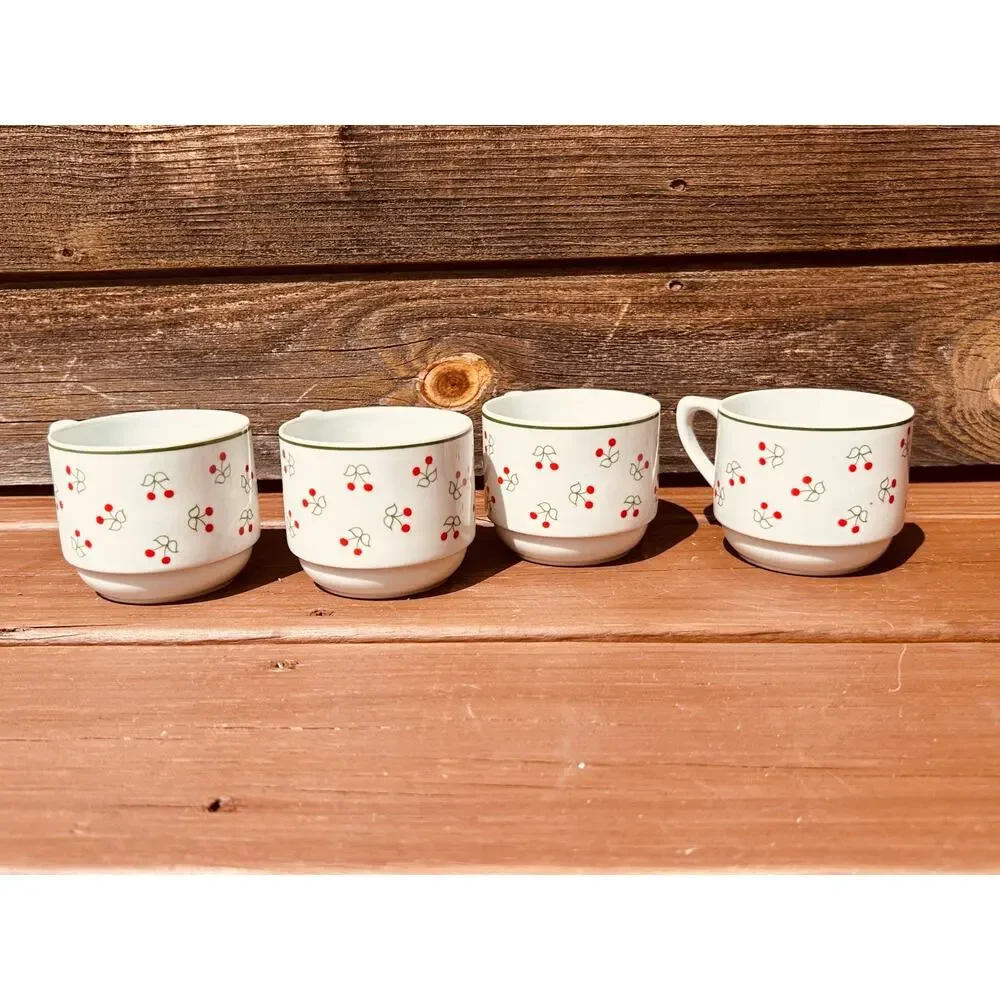 Vintage Porcelana Schmidt Brasil Cherry Pattern Dinnerware Set 16pc